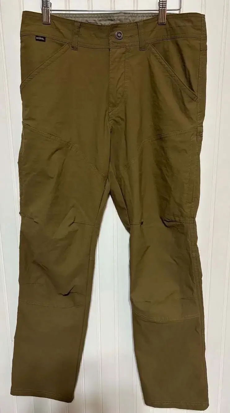 Kulh hiking Pants Mens 34x33 Tan STAINED Stretch Rock Climbing Hiking